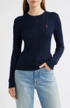Polo Ralph Lauren Cable-knit Slim Fit Cotton Crewneck Jumper Clothing In Blue