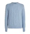 Polo Ralph Lauren Cable-knit Cotton, Cashmere And Linen-blend Sweater In Blue