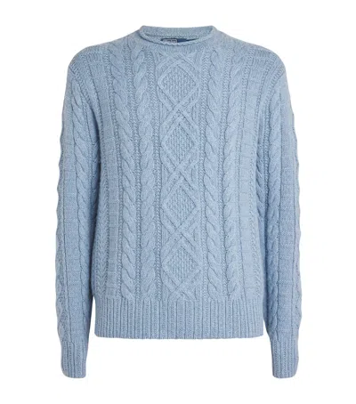 Polo Ralph Lauren Cotton Cable-knit Sweater In Blue