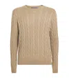 Polo Ralph Lauren Cable-knit Cotton Crewneck Sweater In Neutral