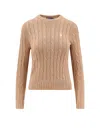 Polo Ralph Lauren Cotton Cable Knit Sweater In Brown