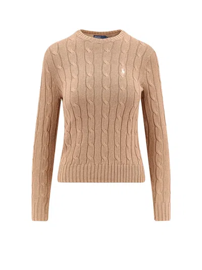 Polo Ralph Lauren Cotton Cable Knit Sweater In Brown