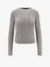 Polo Ralph Lauren Grey Crewneck Sweater With Pony Embroidery On The Front In Cotton Woman In Gray