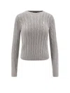 Polo Ralph Lauren Grey Crewneck Sweater With Pony Embroidery On The Front In Cotton Woman In Gray