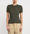 Polo Ralph Lauren Logo Embroidered Cable-knit Crewneck Top In Green