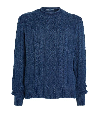 Polo Ralph Lauren Cotton Cable-knit Sweater In Navy