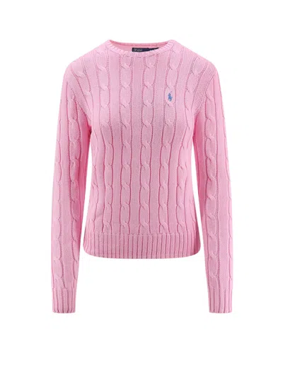 Polo Ralph Lauren Cotton Cable Knit Sweater In Pink