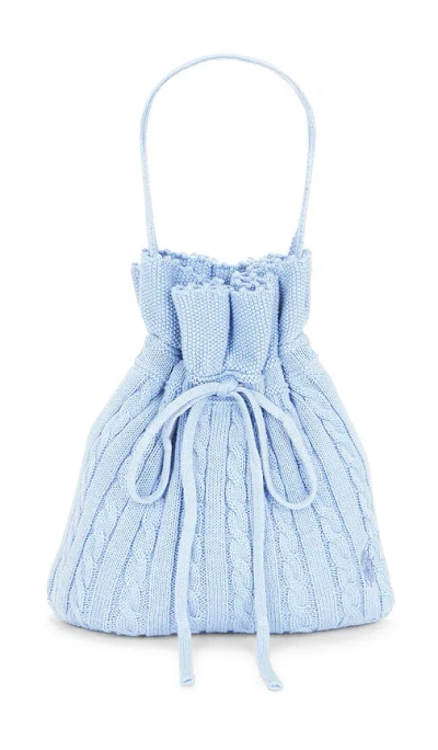 Polo Ralph Lauren Cotton Cable Knit Sweater Tote Bag In Blue