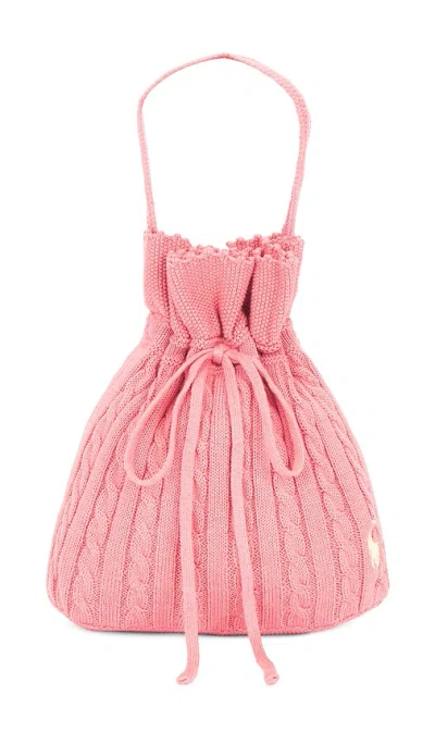 Polo Ralph Lauren Cotton Cable Knit Sweater Tote Bag In Pink