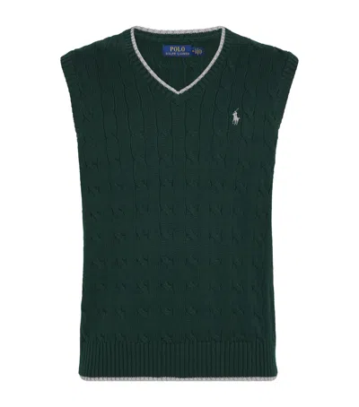 Polo Ralph Lauren Cotton Cable Knit Sweater Vest In Green