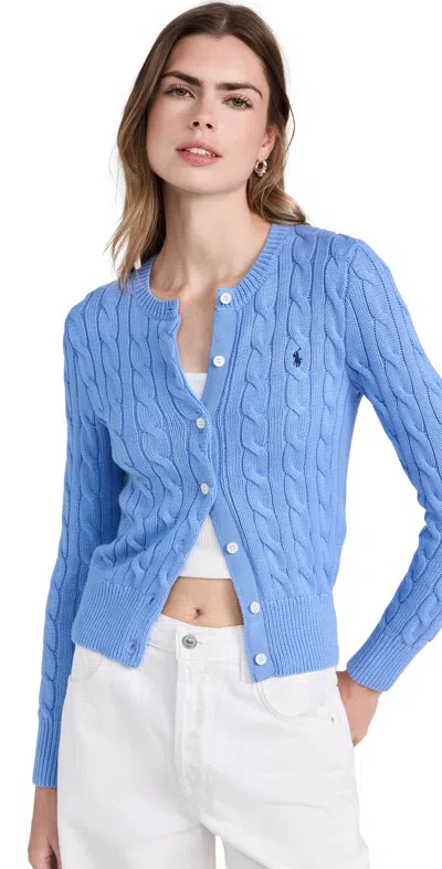 Polo Ralph Lauren Ralph Lauren Crew-neck Cotton Cable-knit Cardigan New Blue Litchfield In New Litchfield Blue