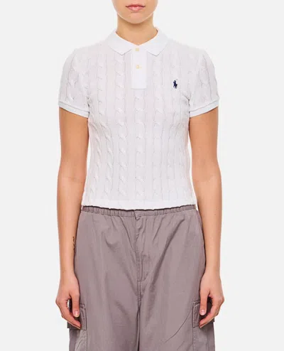 Polo Ralph Lauren Cotton Cable Polo Shirt In White