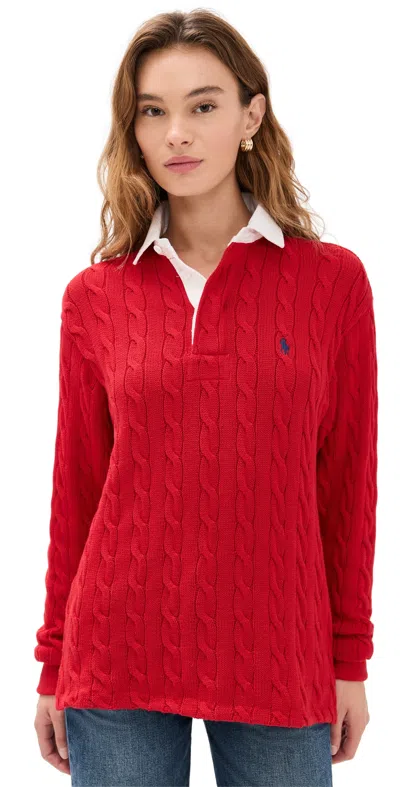 Polo Ralph Lauren Cotton Cable Rugby Pullover Rl 2000 Red