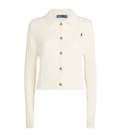 Polo Ralph Lauren Cotton Cable-knit Polo Cardigan In Neutral