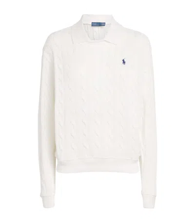 Polo Ralph Lauren Cotton Cable-knit Polo Collar Sweater In White