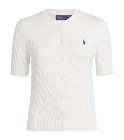 Polo Ralph Lauren Cotton Cable-knit Short-sleeve Cardigan In White