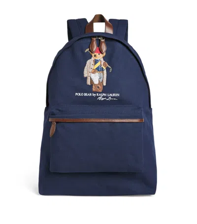Polo Ralph Lauren Polo Bear Canvas Backpack In Newport Navy In Blue