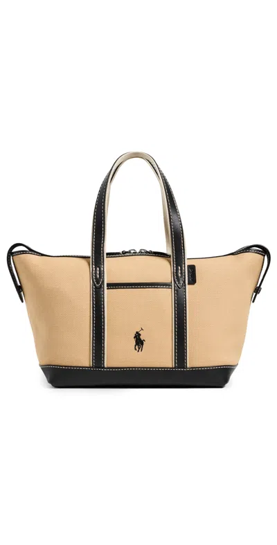 Polo Ralph Lauren Cotton Canvas Small Shopper Tote Porcelain/black