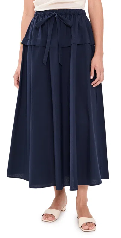 Polo Ralph Lauren Cotton Canvas Woven Midi Skirt Hunter Navy