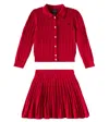 Polo Ralph Lauren Big Girls Cotton Polo Cardigan Skirt Set In Red