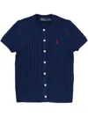 Polo Ralph Lauren Short Sleeve Crewneck Cardigan In Blue