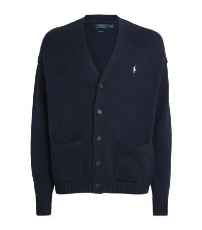 Polo Ralph Lauren Navy Cotton Long Sleeve Cardigan In Blue