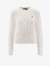 Polo Ralph Lauren Logo Contrast Knit Cardigan In White
