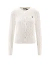 Polo Ralph Lauren Logo Contrast Knit Cardigan In White