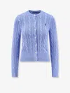 Polo Ralph Lauren Cable Knit Cotton Crew Neck Cardigan In New Litchfield Blue In Blue