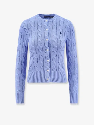 Polo Ralph Lauren Cotton Cardigan With Contrasting Logo In Blue