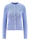 Polo Ralph Lauren Cotton Cardigan With Contrasting Logo In Blue