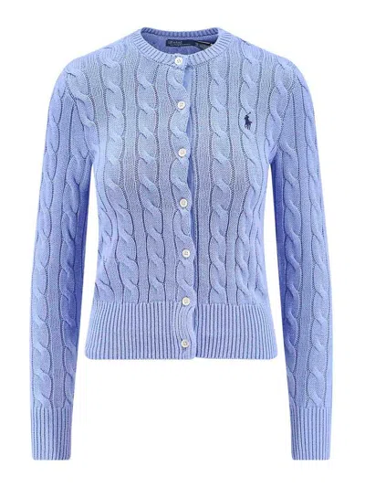 Polo Ralph Lauren Cotton Cardigan With Contrasting Logo In Blue