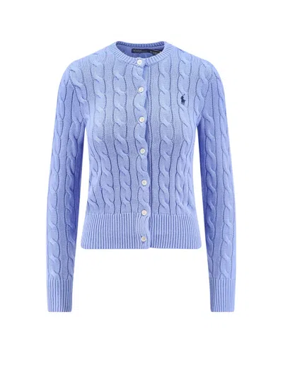 Polo Ralph Lauren Cotton Cardigan With Contrasting Logo In Blue