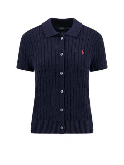 Polo Ralph Lauren Cotton Cardigan With Contrasting Logo Embroidery In Blue