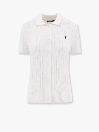 Polo Ralph Lauren Cotton Cardigan With Contrasting Logo Embroidery In White