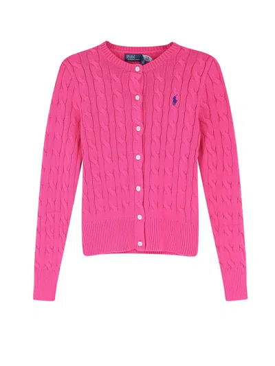 Polo Ralph Lauren Cotton Cardigan With Contrasting Logo In Pink