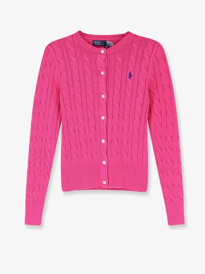 Polo Ralph Lauren Cotton Cardigan With Contrasting Logo In Pink