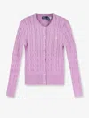 Polo Ralph Lauren Cotton Cardigan With Contrasting Logo In Pink