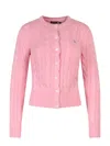 Polo Ralph Lauren Pink Polo Pony Round Neck Cardigan In Pink