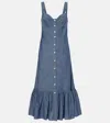 Polo Ralph Lauren Cotton Chambray Maxi Dress In Blue