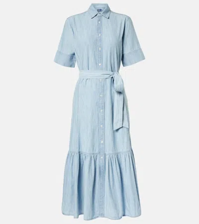 Polo Ralph Lauren Cotton Chambray Shirt Dress In Blue