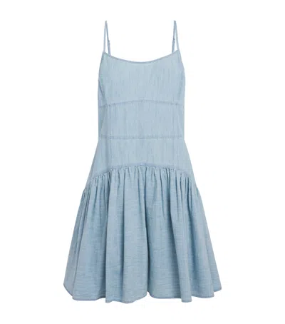 Polo Ralph Lauren Cotton Chambray Sleeveless Dress In Blue