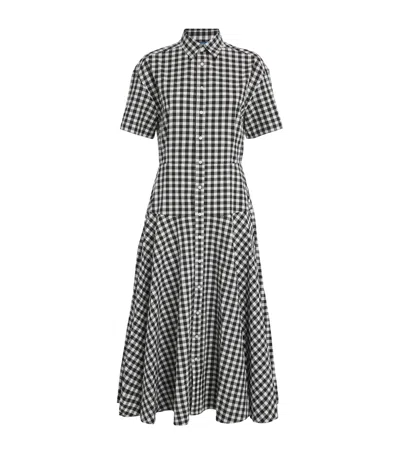 Polo Ralph Lauren Cotton Check Midi Shirt Dress In Black