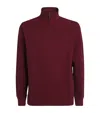 Polo Ralph Lauren Cotton Check Quarter-zip Sweatshirt In Burgundy