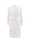 Polo Ralph Lauren Linen Shirt Dress With Long Sleeves And Waist Tie In White