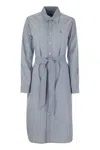 Polo Ralph Lauren Cotton Chemisier With Belt In Blue