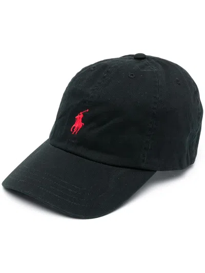 Polo Ralph Lauren Black Baseball Cap With Logo Embroidery In Cotton Man In Multi