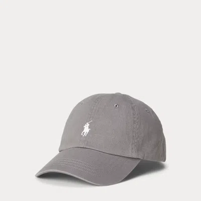 Polo Ralph Lauren Cotton Chino Baseball Cap In Perfect Grey/white