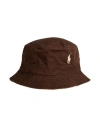 Polo Ralph Lauren Cotton Chino Bucket Hat Man Hat Chocolate Brown Size L/xl Cotton