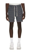 Polo Ralph Lauren Cotton Club Bar Stripe Textured Pull On Short In Blue